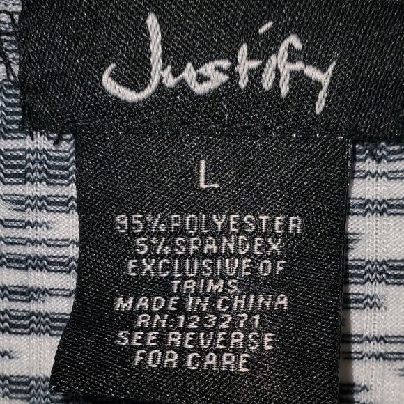 Justify Collared Black White Button Down Front Stretchy Midi Size Large - Picture 6 of 7